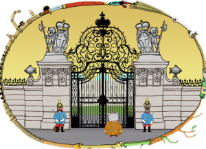 Projektant zblazowany przed pałacem